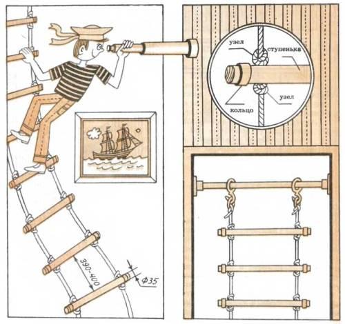 Веревочная лестница своими руками для детей - подробно